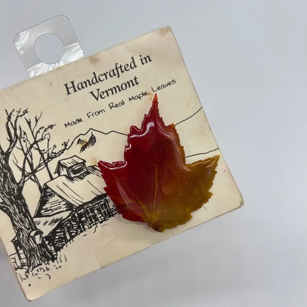 NWT Vermont Maple Leaf Brooch Handmade Unique Autumn Fall Jewelry Accessories